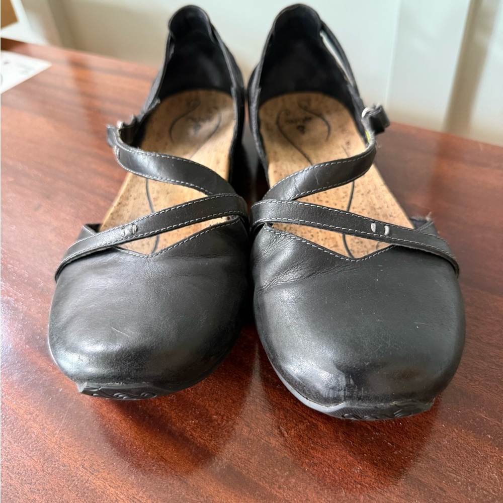 Black Leather Ahnu Flats 11